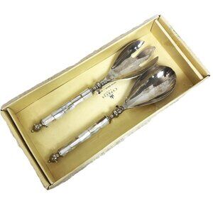* Cypress Mango Moon Mother of Pearl Spoon & Salad Fork Serving Set